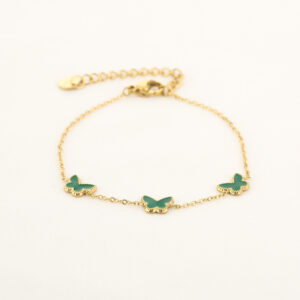 Armband Vlinders Goud/Groen