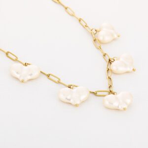 Ketting Pearl Heart Goud