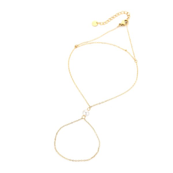 Hand Chain Pearl Goud