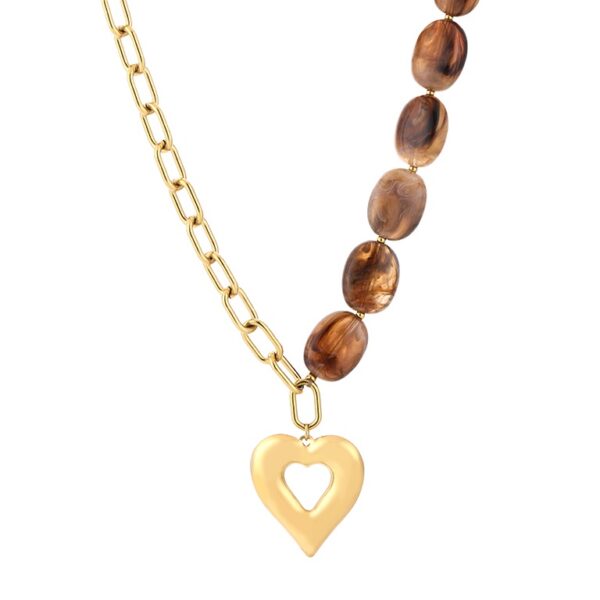 Ketting Brown Beads Goud